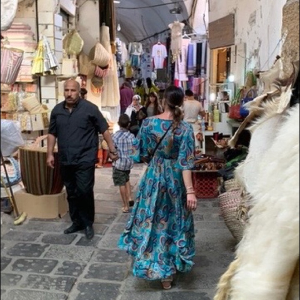 👗Turquoise paisley print maxi dress